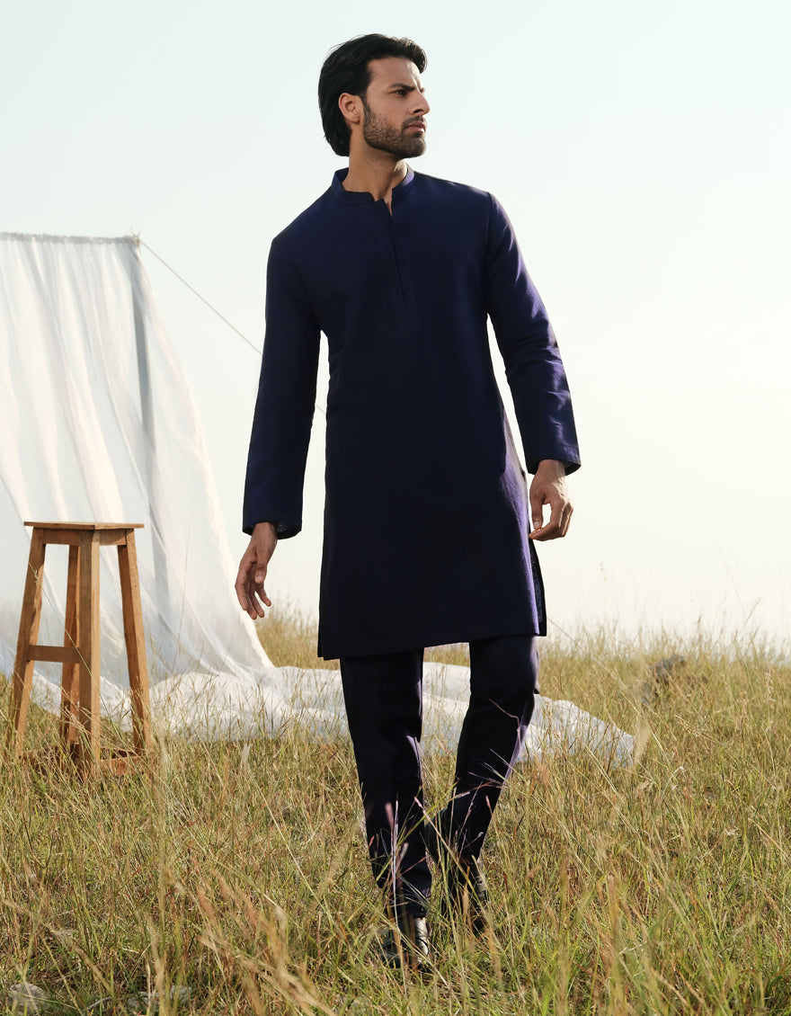 Navy Blue Blended Kurta Trouser | Jjkp-A-30780