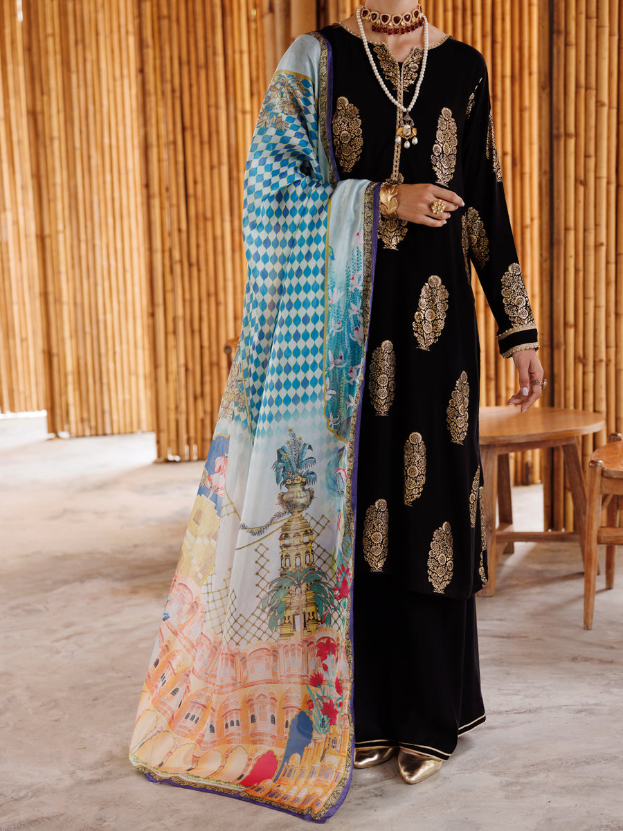 BLACK VISCOSE 3PC UNSTITCHED | ALP-3PS-2040 FB-2040A – J. Bangladesh